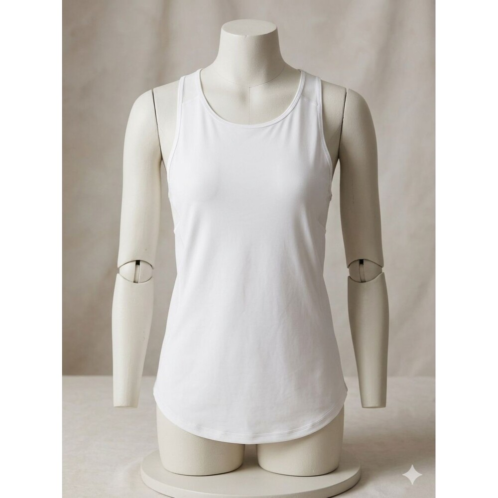 Lululemon Sculpt Tank Top White Mesh Back Running Training Workout Vest Size 6